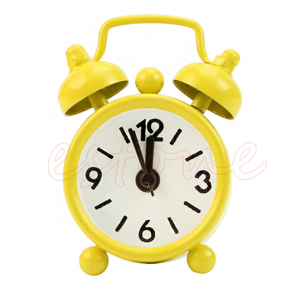Lovely Cartoon Dial Number Round Desk Alarm Clock For Kid Home Decor: Yellow