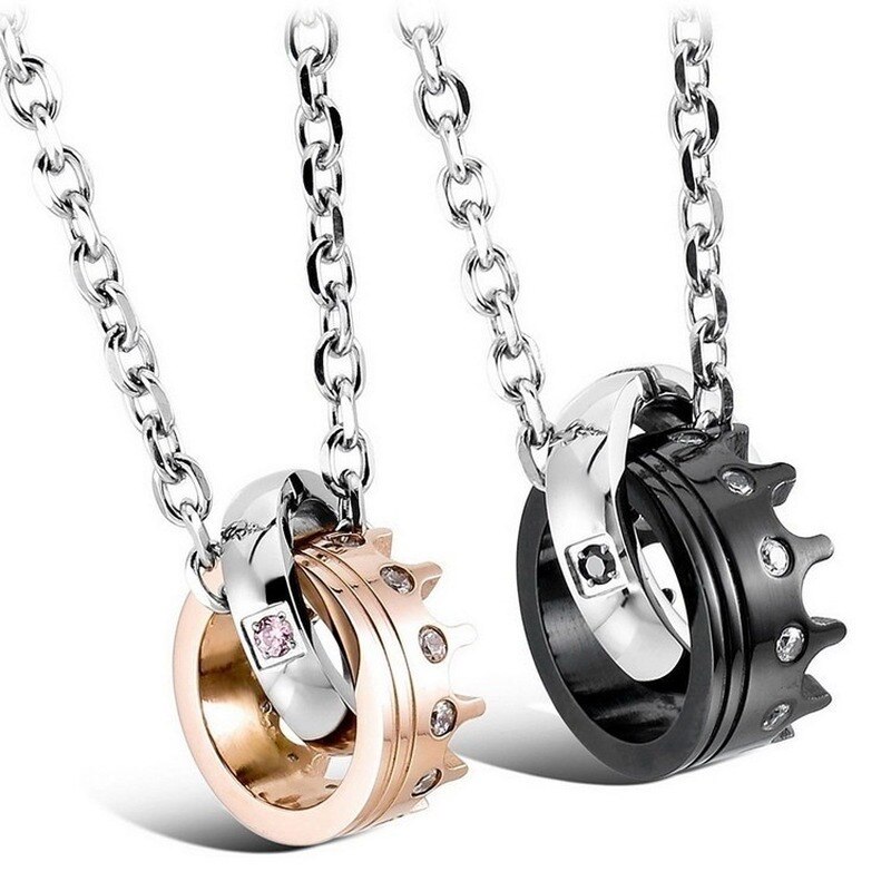 Kreative hoch Metall Krone Paar Ring Anhänger Halskette Romantische Liebe einstellen Schmuck