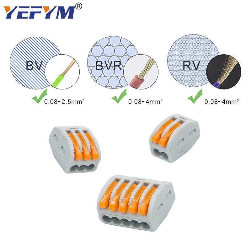 Electrical wiring terminals set cage spring universal fast terminal household connectors for connection push-in terminal block
