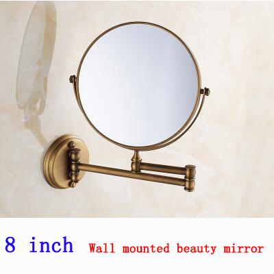 Espejo de belleza de escritorio montado en la pared, accesorio de cobre antiguo de 8 pulgadas, para dormitorio/baño, de doble cara, vintage: 01 Wall Mounted