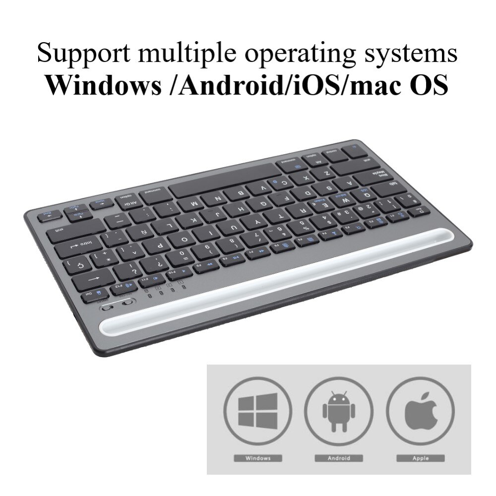 Bluetooth Keyboard Rechargeable Wireless Keyboard For iPad Phone Tablet Laptop Russian Spanish Keyboard For Android iOS Windows