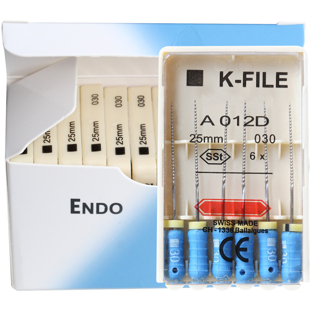 K-FILE Dental de acero inoxidable, limas de Endodoncia de uso manual, productos de laboratorio de odontología, 21/25/31mm, 10 paquetes/caja: YELLOW