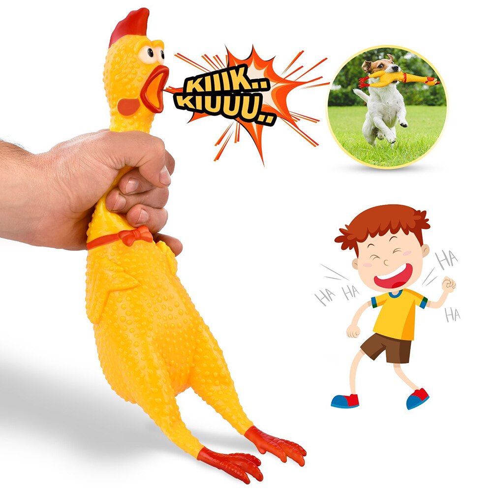 42CM Screaming Chicken Squeeze Sound Toy for Large Dogs Pets Shrilling Decompression Tool Funny Gadgets Rubber Pet Dog Toy