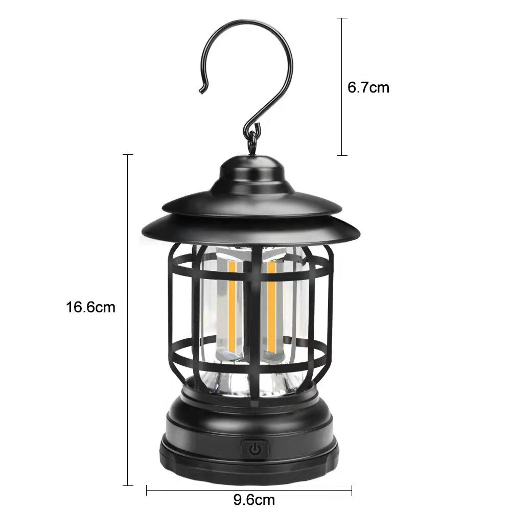 Retro Campsite Lantern COB Camping Light Can Rechargeable Portable Outdoor Tent Light Emergency Lamp Lantern Lighting Tool