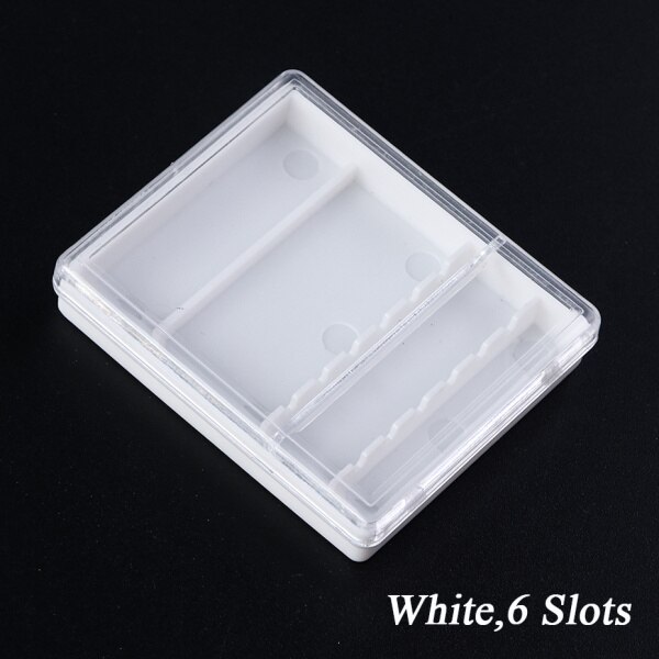 1pcs Nail Drill Bit Storage Box Empty Containers Acrylic Display Holder Milling Cutter Manicure Machine Accessories LA867-1: White 6 Slots