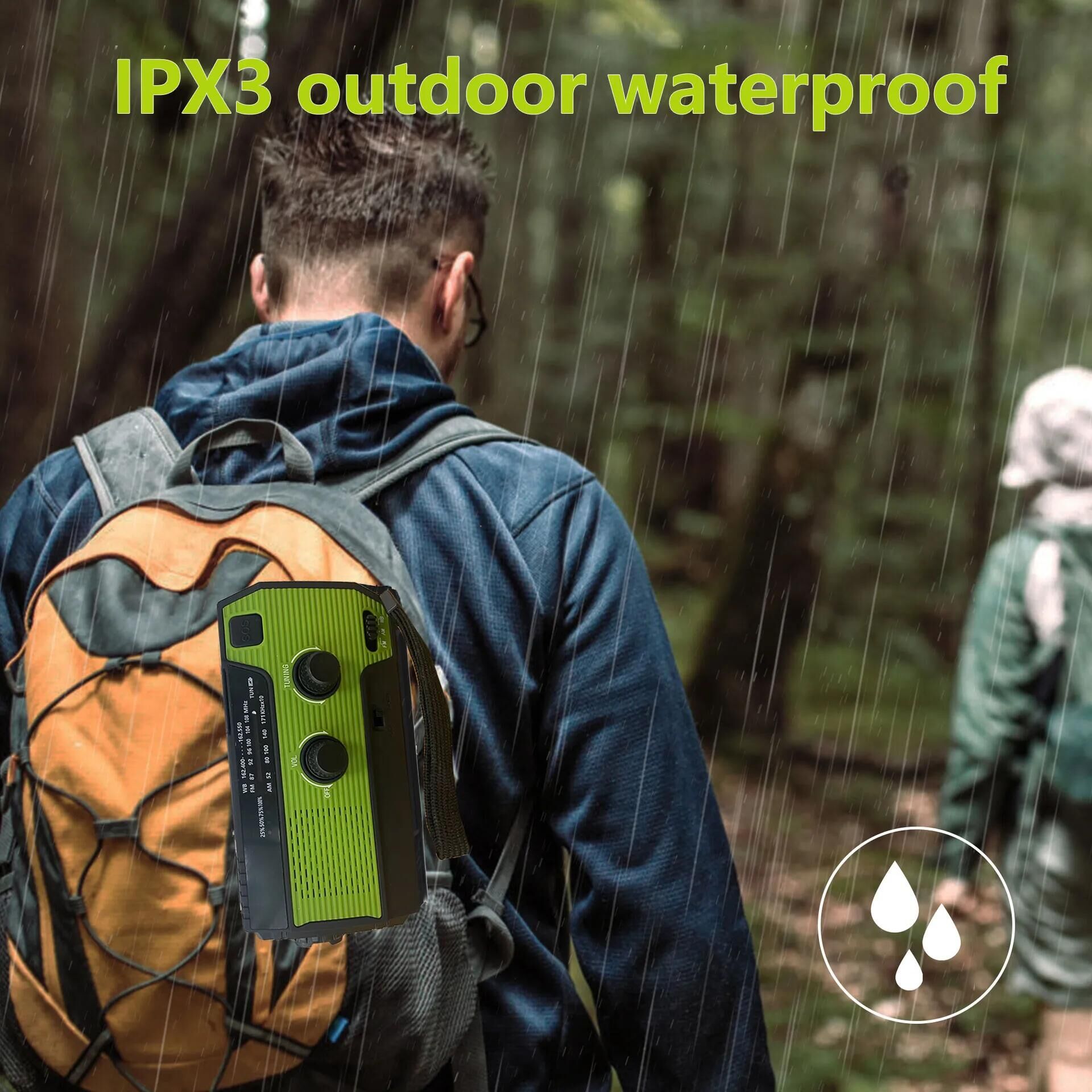 4000 mAh Weer Nood FM-radio Power Bank Handslinger Solar USB Opladen FM-radio AM NOAA LED-zaklamp Leeslamp