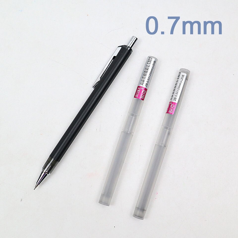 Metal Mechanical Pencil 0.5/0.7mm For Painting And Writing карандаш School Supplies Send 2 Refills: 0.7mm-Black