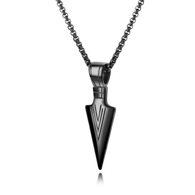 Men's Matte Black Long Necklace with Arrow Pendant Jewelry Chain Hip Hop Punk Rock Christmas Halloween For Men Wome: C