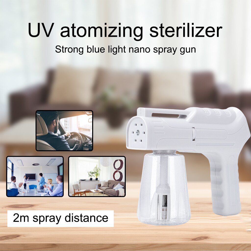 Rechargeable Fogger Electric ULV Sprayer, Portable Handheld Disinfection Blue Light Nano Steam Gun Ato-mizer Machine