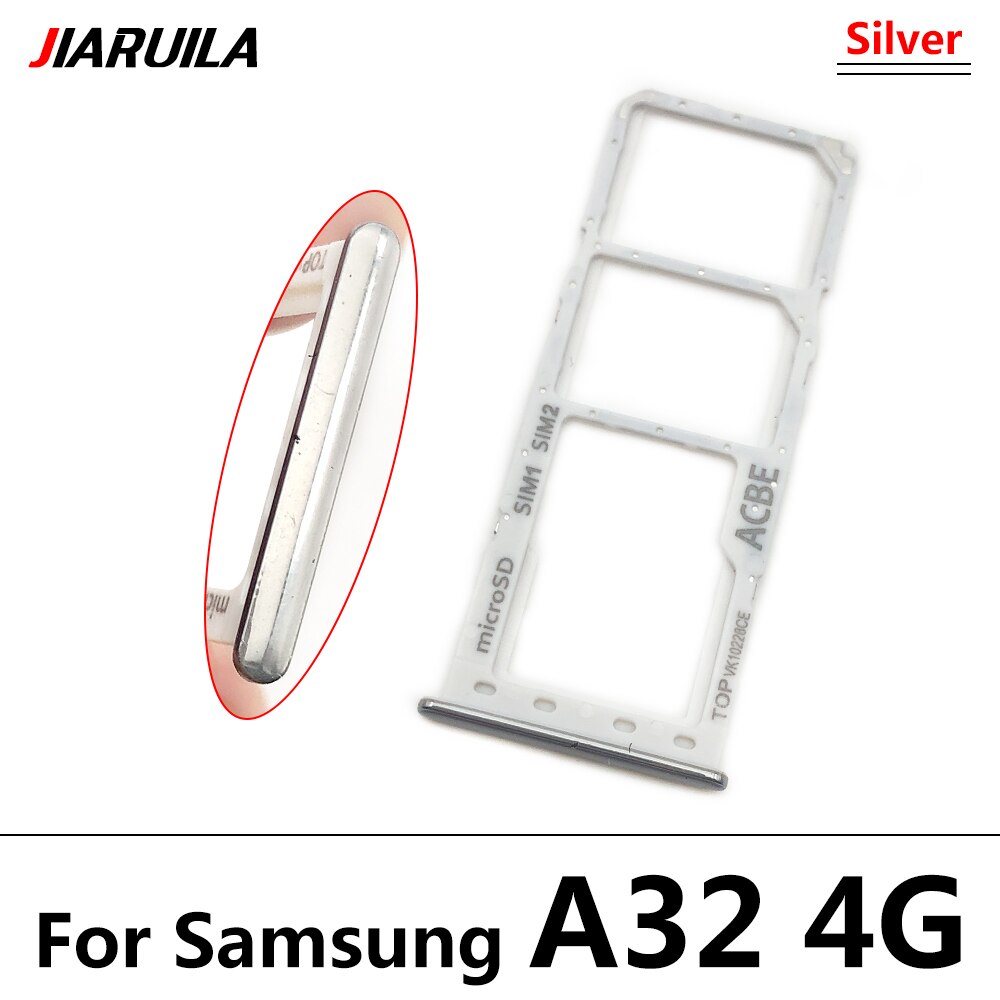 Emplacement pour carte SIM, pour Samsung Galaxy A32 4G A52 A72, remplacement de remplacement, support de carte SD, adaptateur + broche: A32 4G Silver