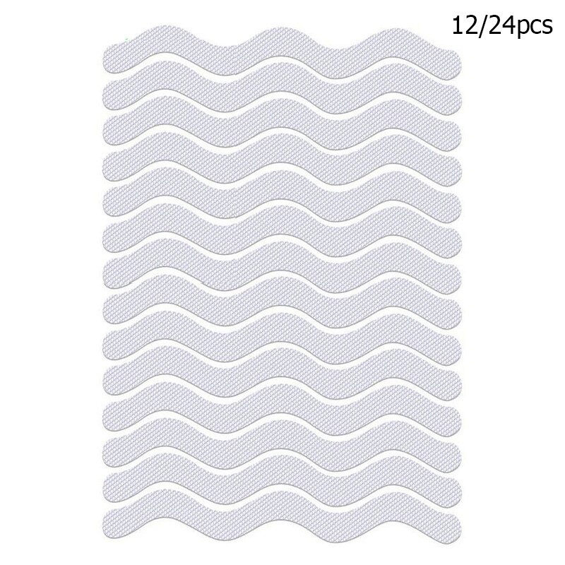 12/24pcs Self-Adhesive Anti Slip Strips S Shaped Shower Stickers Safety Strips Bathtub Non Slip Waterproof Bathroom Tape Mat: Clear / 12pcs