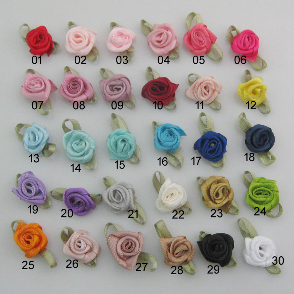 30 Farben zur Auswahl, 50 Stück, modische Rosenrosetten mit Blatt, Stoff, Blumen, Zubehör, DIY, Basteln, Nähzubehör