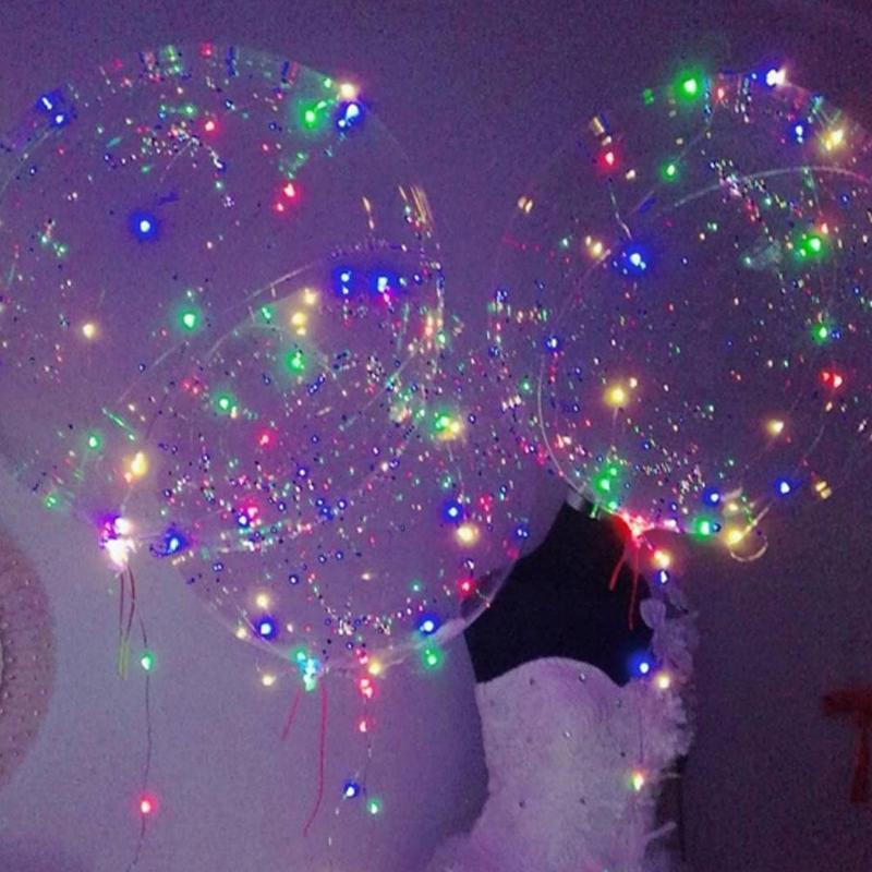 Transparent Bobo Ballons Handle LED Balloon With Sticks Party Decorations Birthday Light Luminous Balloon Kid LED Wedding I8W1