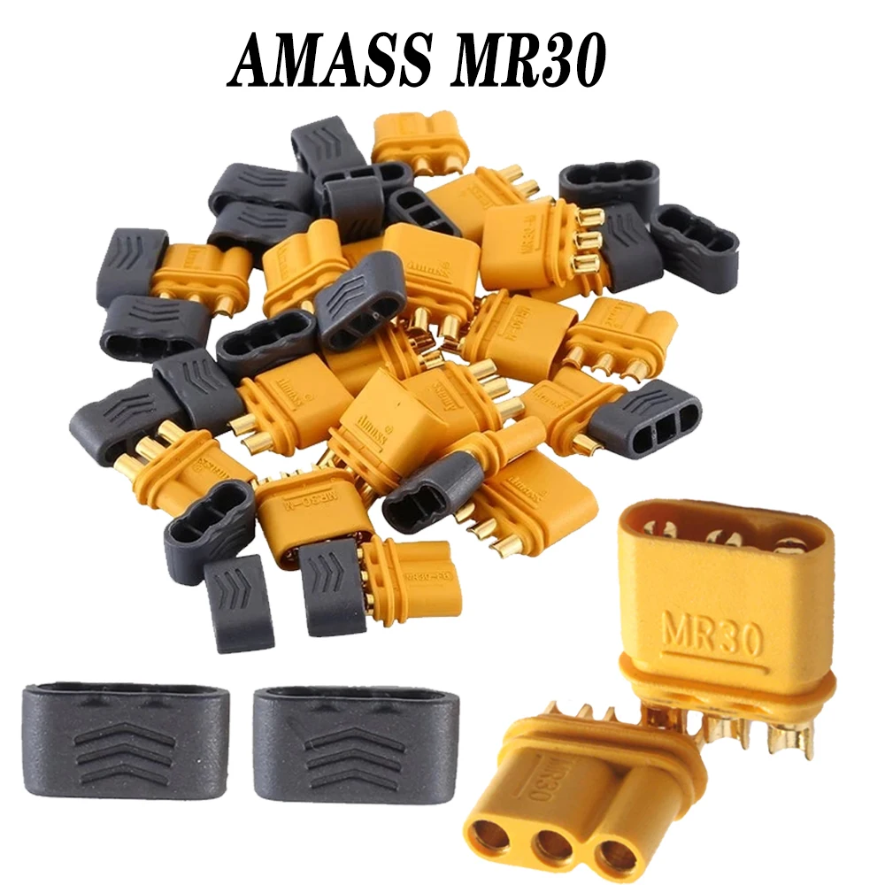 Amass stecker mr30 stecker buchse mit mantel für rc multi kopter flugzeug lipo teig spielzeug teil: YELLOW