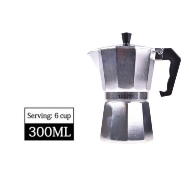 Aluminum Mocha Pot Coffee Maker Durable Moka Cafeteira Espresso Moka Coffee Pot 3 / 6 cup Red Blue Silver Rose: Siver  6 cup