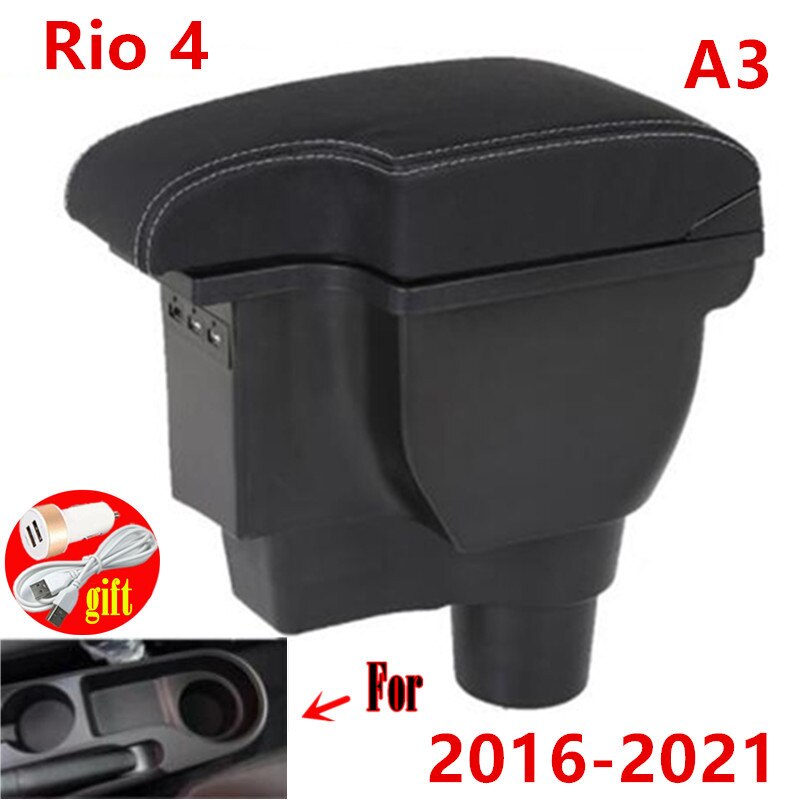 Dla Kia Rio 4 podłokietnik ze schowkiem dla Kia Rio 4 x-linia podłokietnik samochdoowy Russi 2016 2017 2018 2019 2020 akcesoria samochodowe wnętrze łatwa instalacja: A3 biały linia 3USB