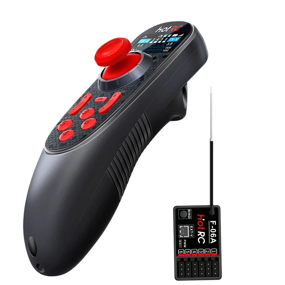 HOTRC DS650 DS-650 6CH 2,4G transmisor de sistema de Radio pantalla a Color Control remoto F-06A F-08A receptor de F-06AT para barco RC DS600
