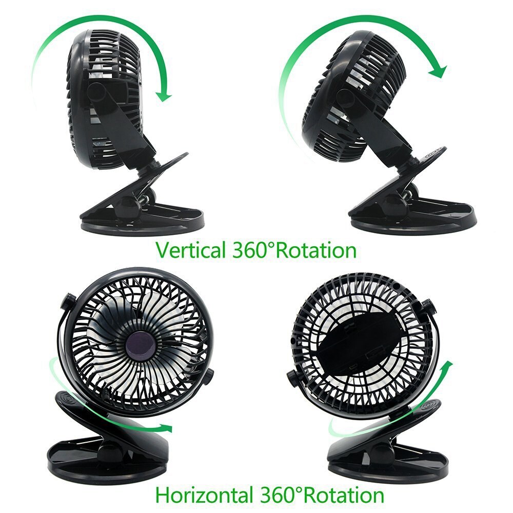 USB Fan Mini Clamp Desktop Fan Silent Fan 360-degree rotating fan Rechargeable Battery and 2800mAh Battery
