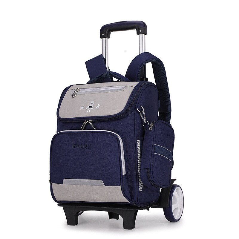 Verwisselbare Kinderen Trolley Schooltas 2/6 wielen ZIRANYU Kids Wheeled tas Nylon Waterdichte Reistas Mochilas: big wheels gray