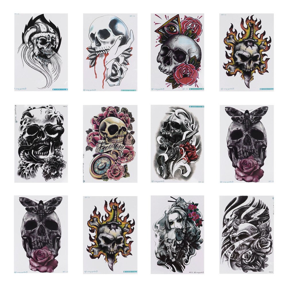 10Pcs Waterproof Body Arm DIY Large Decals Sticker for Men