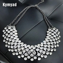 Kymyad Collier Femme à la cristal déclaration colliers pendentifs femmes Bijoux multicouche lien chaîne Collier Bijoux Colares