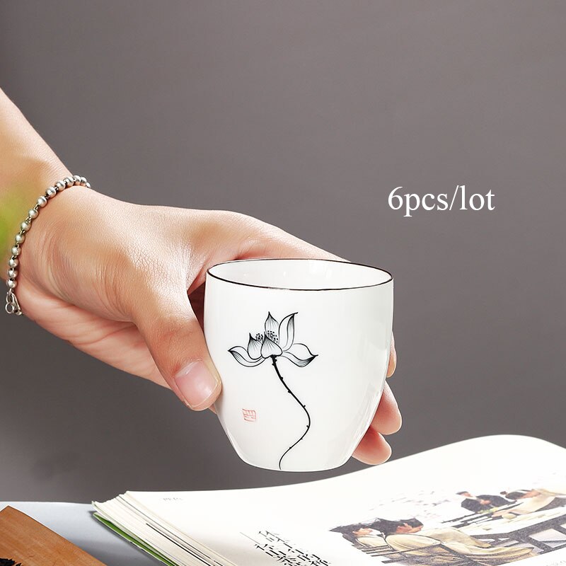 TANGPIN 6 pcs traditionele keramische kopje thee handgeschilderd sets van 6 cups chinese kung fu cup porselein Theekopjes sets drinkware 150ml: Style B