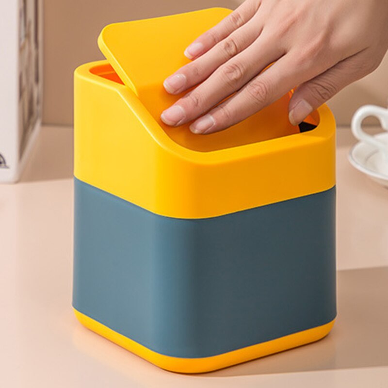 Mini Dustbin Desktop Garbage Basket Family Office Desk Mini Dustbin Dustbin with Cover Household Sundry Bin Box