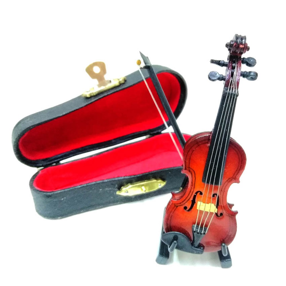 Collezione di strumenti musicali in legno da 20cm ornamenti decorativi mini violino caldo con supporto decorazione modello in miniatura