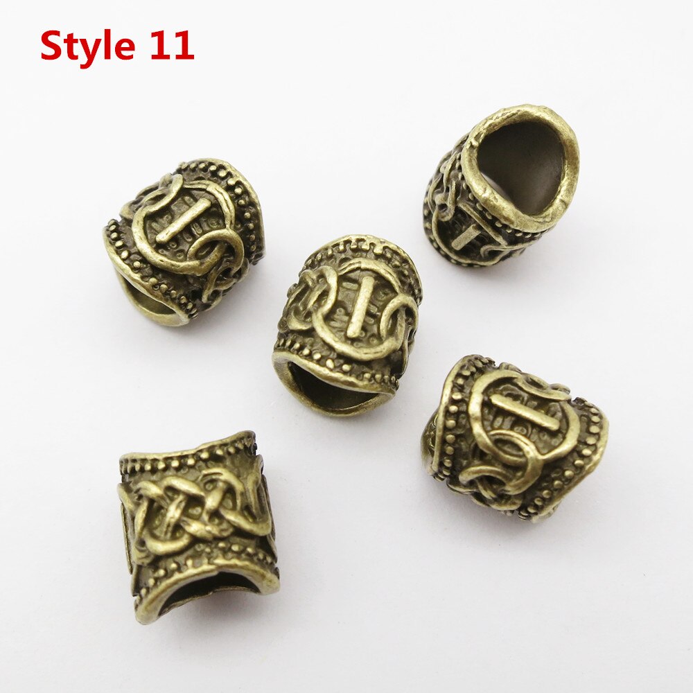 24Pcs/5Pcs Brons Viking Rune Haar Vlecht Dread Dreadlock Baard Kralen Ringen Buizen Voor Mannen Vrouwen Haar accessoires: 5pcs Style 11