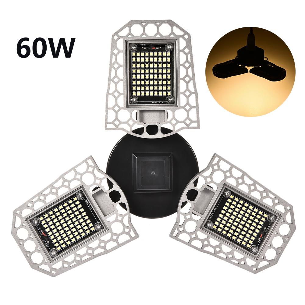Super Bright Aluminum LED Garage Lights E27 60W 80W 100W IP65 Deformable LED Garage Ceiling Light for Parking Workshop Warehouse: 60W Warm