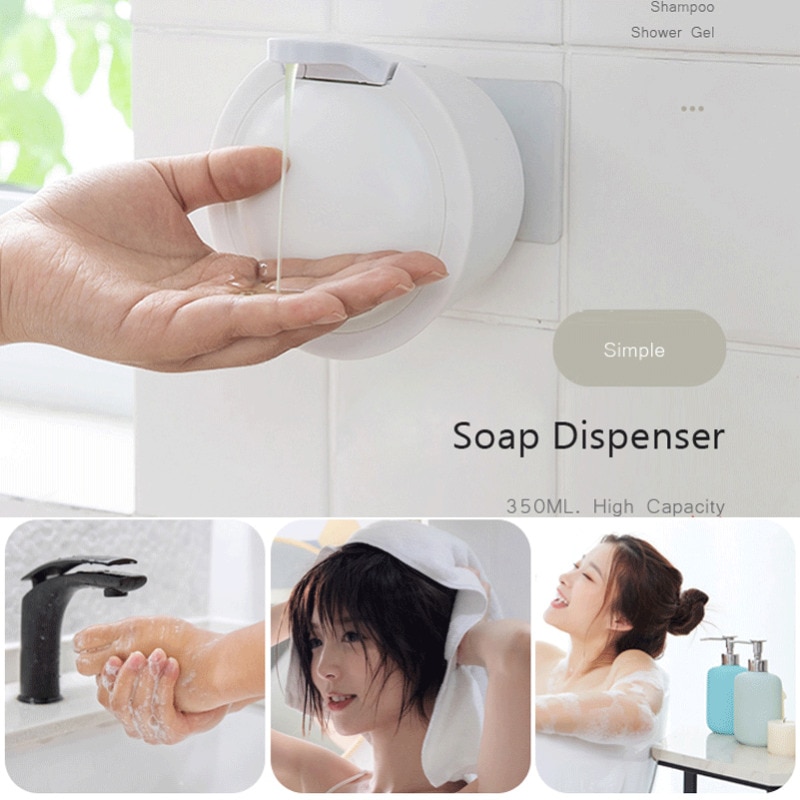 Automatic ABS Wall Mount Sensor Soap Dispenser Hands Free Wash Machine 350mL