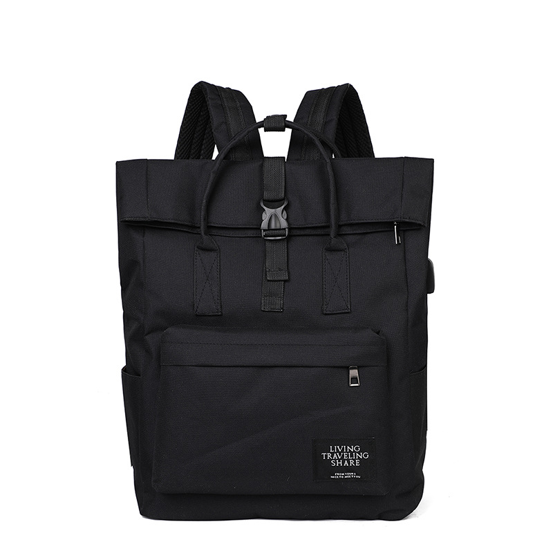 Vrouwelijke Schattige College Rugzak Meisje Reisboek Rugzak Opvouwbaar Grote Capaciteit Dames Canvas Tas Vrouwen Laptop Mannen School Tassen: Black