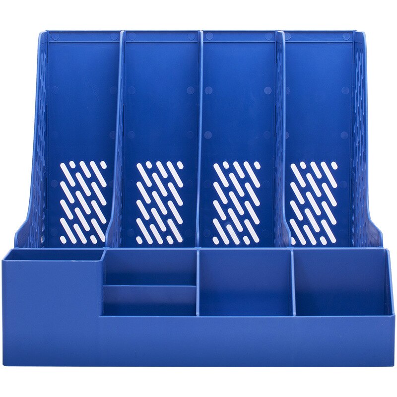 Deli Shelf Four-link Document Column Data Shelf with Pen Tube Office Receiving Box Basket Paper Book Desk Organizer File Tray
