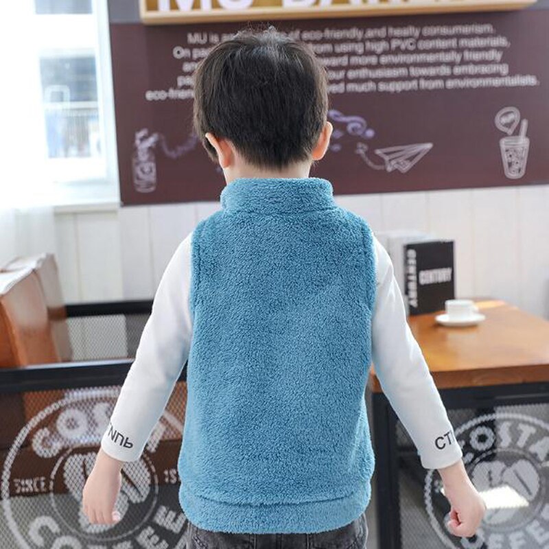 Vest for Boys Children Winter Outerwear Coats Kids Blue Thick Waistcoat Boy Clothes Warm Flannel Soft Vest for Age 3-12 Year Old