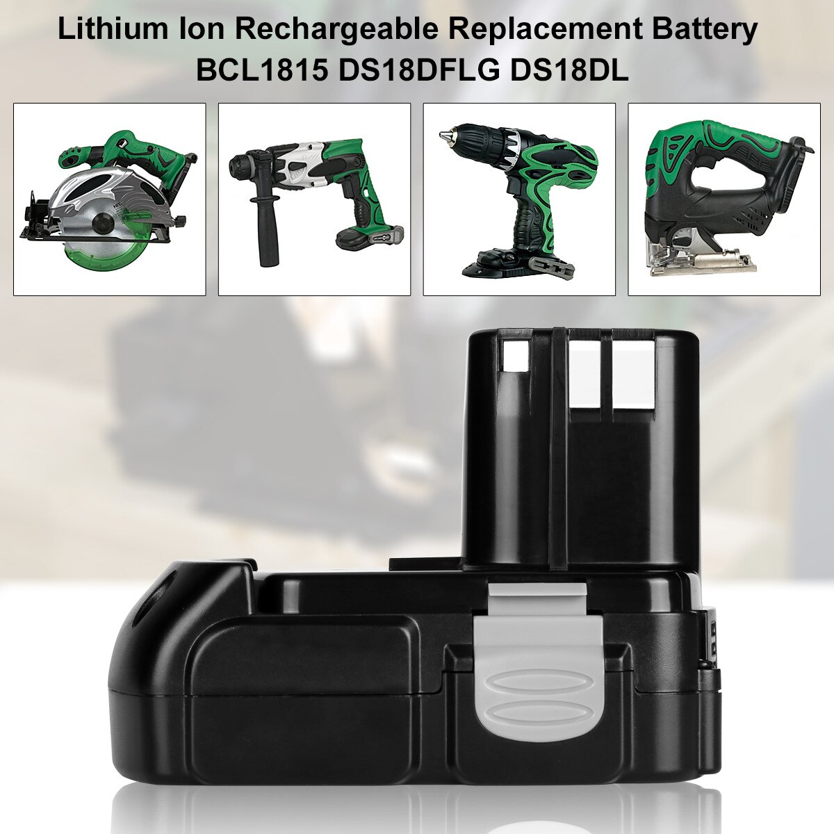 18V 2.0Ah Batterie Rechargeable Au Lithium pour Hitachi BCL1815 BCL1830 EBM1830 DS18DFL CJ18DL DS18DL WR18DMR Outils Électriques Batteria