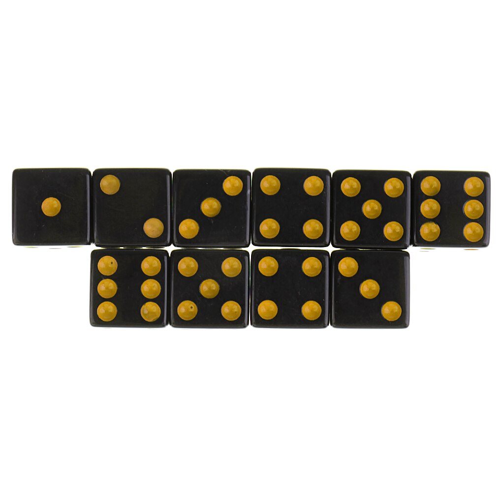 10pcs Six Sided Dice,16mm Square Cornered, Props for Poker Game Mahjong Roulette Party Supplies Table Games Dragons DND MTG RPG