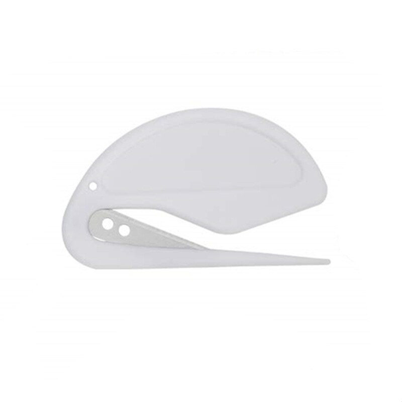1pcs Plastic Letter Opener Mini Sharp Letter Mail Envelope Opener Safety Papers Guarded Cutter Blade Office Equipment: white