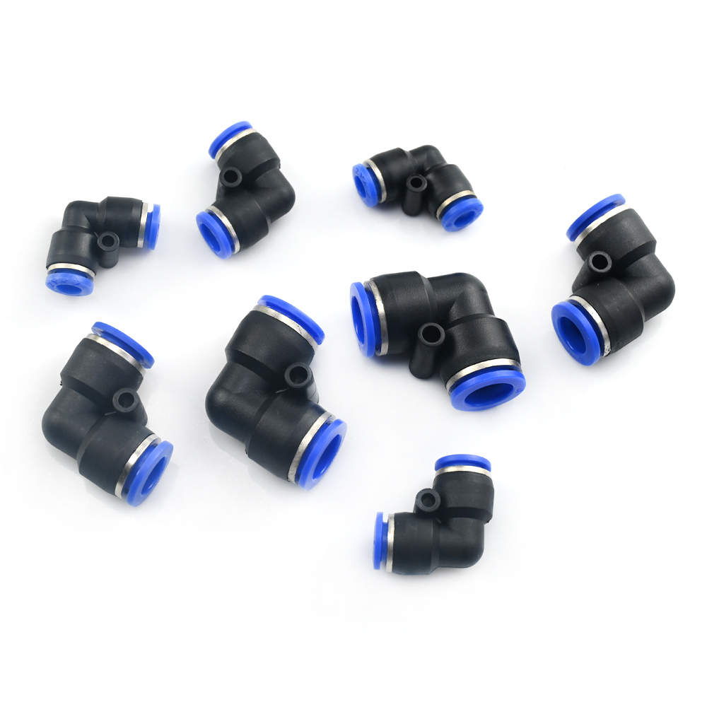 Złączki pneumatyczne 6mm/8mm/10mm/12mm serii PV 4 6 8 10 12MM OD L Typ rurki o szybkości przepływu Plastikowe szybkozłączki kolankowe powietrza