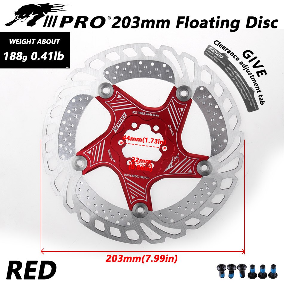 Mountainbike MTB DH 6Zoll 160/180/203mm kühlung Rabatt wärmeableitung Bremsscheibe Unten Hügel schwimm fahrrad bremsscheibe IIIPRO: 203mm rot