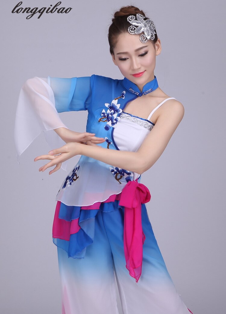 Robe de tambour chinoise pour femmes, Costume de danse classique, dégradé de couleur, vêtements de Performance sur scène TB7571