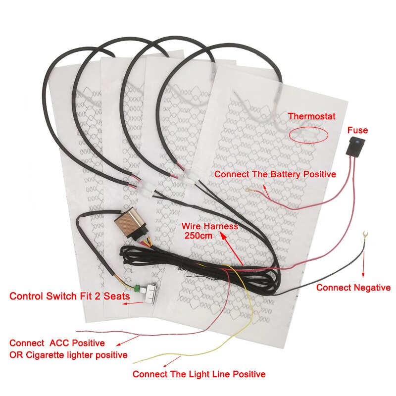 Auto Stoelverwarming Universele 12V Carbon Fiber Warmte Pads Set Dual Control Systeem 5 Niveaus Digitale Display Schakelaar Met harness Kit