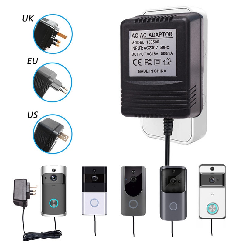 Voor Wifi Draadloze Deurbel Camera Power Adapter US UK EU Plug 18 V AC Transformator Lader IP Video Intercom Ring 110 V-240 V