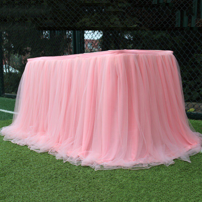 Tutu Tulle Tafel Rok Elastische Mesh Tulle Servies Tafelkleed Voor Bruiloft Tafel Decoratie Thuis Textiel Accessoires #1: YELLOW
