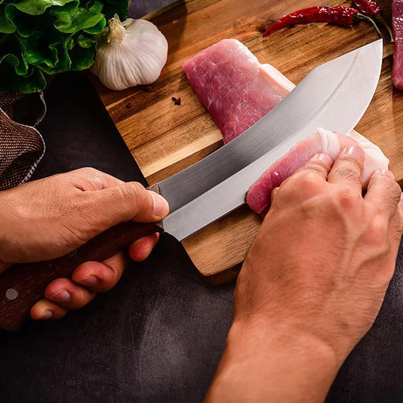 7.5 inch Stainless Steel Butcher Knife Vegetable Meat Cleaver Sharp Meat Cleaver Kitchen Knife Comfortable Handle Chef Knife