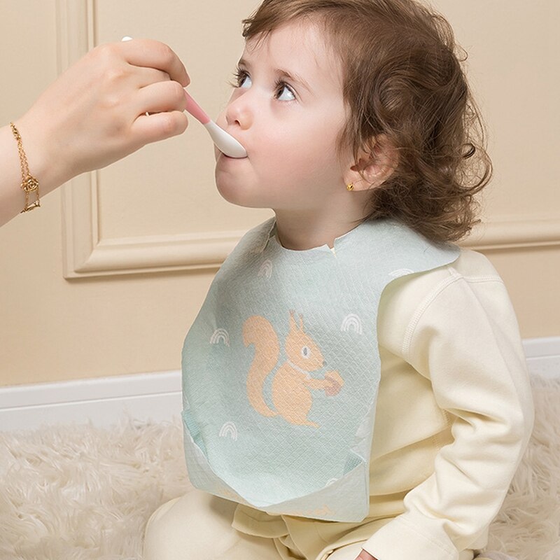 Bavaglino monouso per bambini 20 pezzi bavaglino per bambini impermeabile mangiare bavaglino con tasca sciarpa per bambini bavaglino Saliva asciugamano bavaglino mangiare conveniente