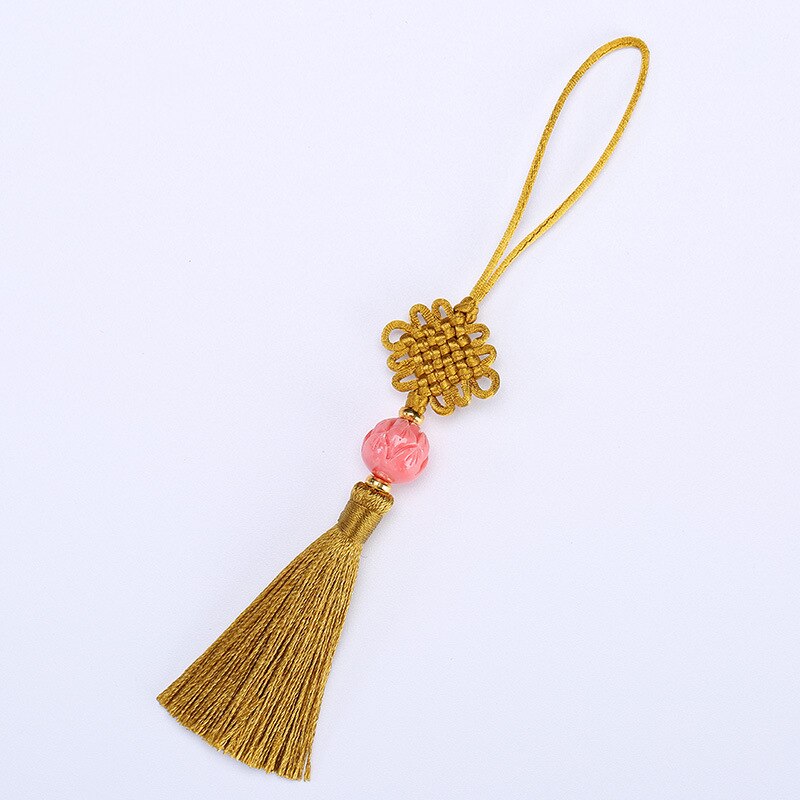 Cuentas de flor de loto de , 2 piezas, nudos chinos, borlas, joyería artesanal, bolsa de cortina, accesorios decorativos, borlas artesanales: Loess color