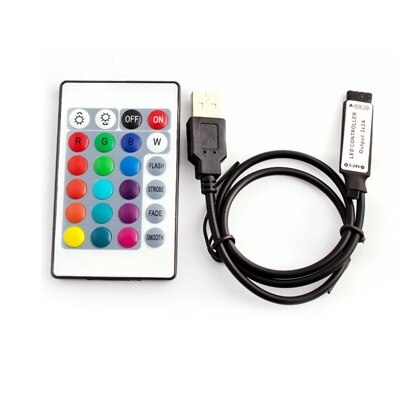 USB LED RGB Remote dimmer Light 5 12 24 V Volt RGB USB IR RF Remote Controller 5V 12V 24V USB LED Strip 3 17 24 Key Wireless: 24 key controller