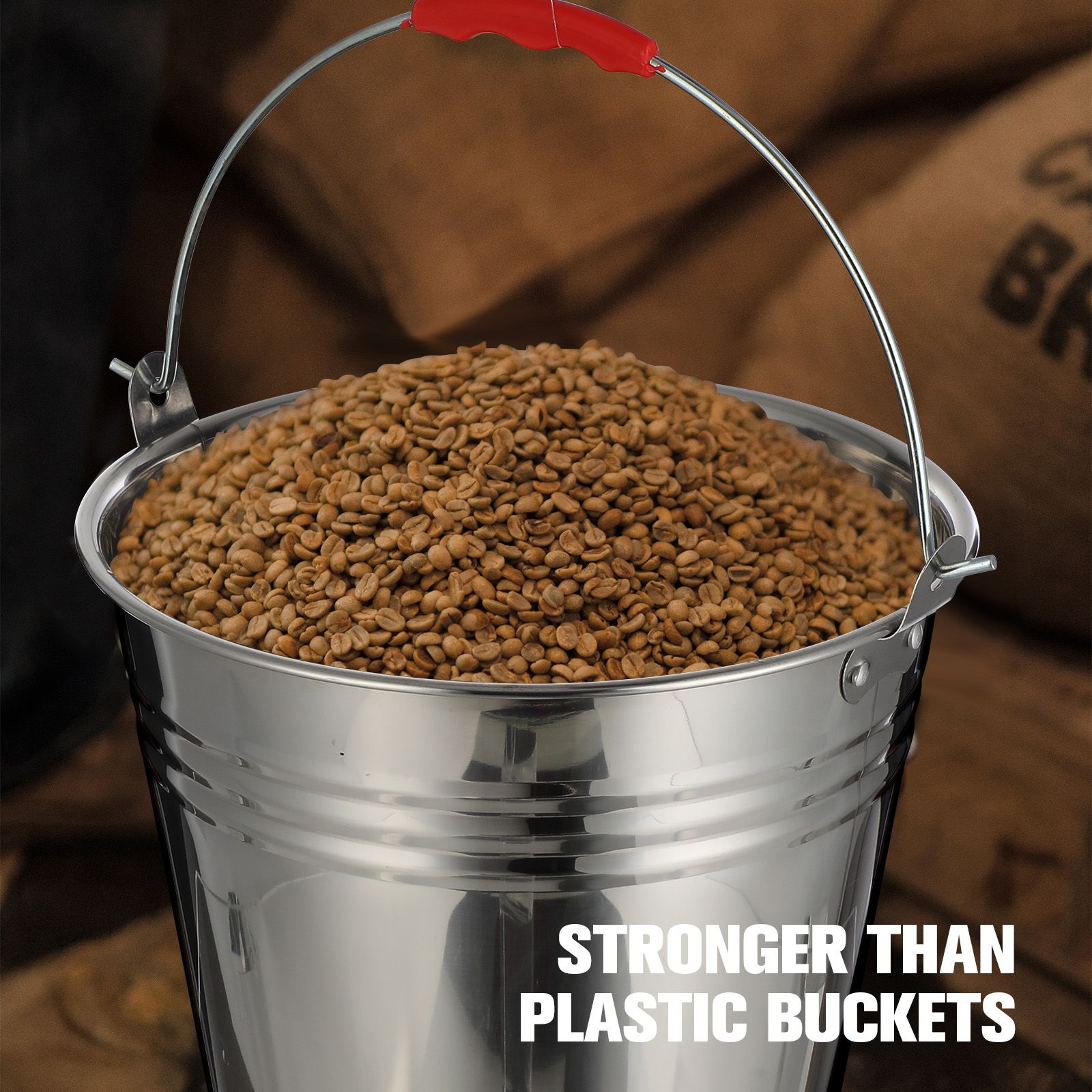 Cubos de agua de acero inoxidable para riego de carbón de leche, Metal con tapa duradera