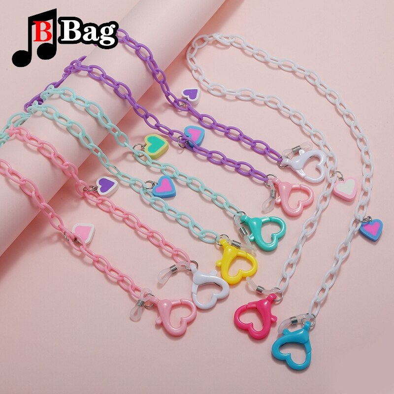 Kleur Liefde Hart Gesp Versieren Handtas Tas Acryl Chain Accessoires Masker Bril Chain Vervanging Ketting Diy Versieren Kettingen