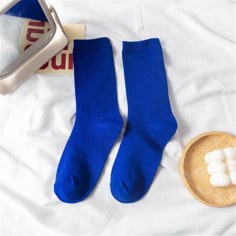 Women Japanese Korea High School Girls High Socks Loose Solid Colors Double Needles Knitting Cotton Long Socks: WZ020-6